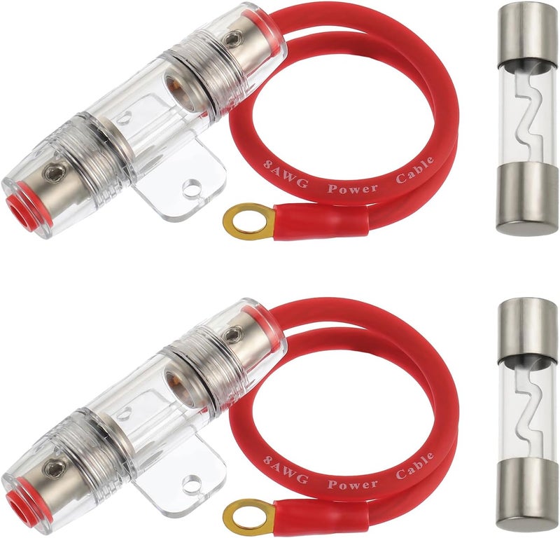 BOJACK 8 Gauge AWG 1ft Power Wire with 30 Amp AGU Fuse Holder 30A（Pack of 2） - Image 1